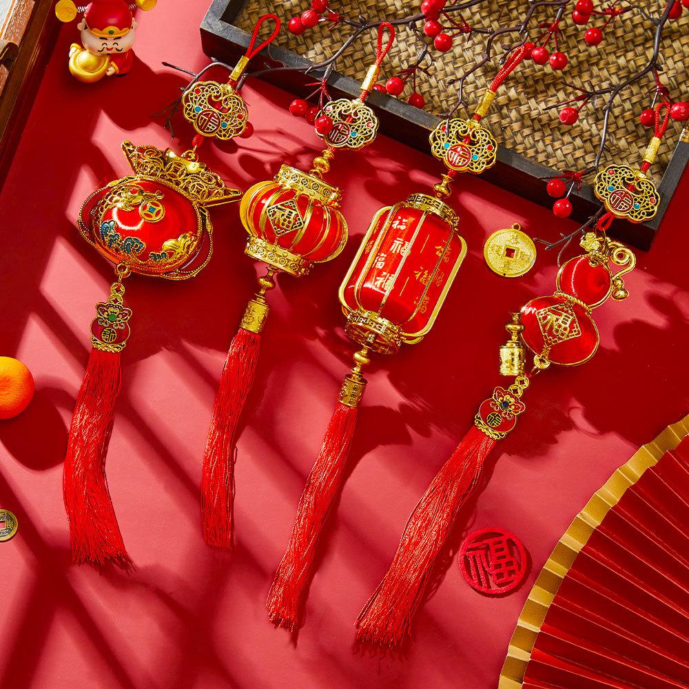 Красные китайские подвески с иероглифами Фу, ручная работа, китайский орнамент на удачу, украшение для дома, стены, двери