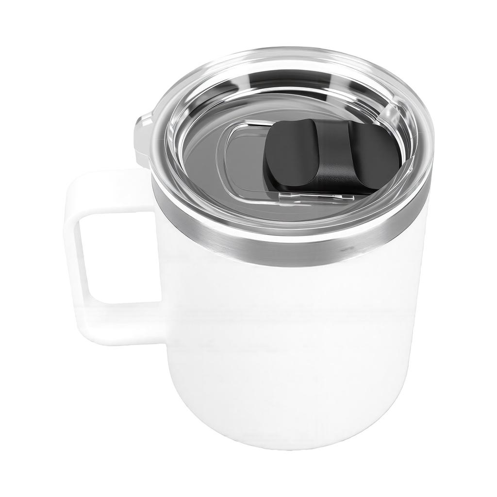Кружка с выдвижной крышкой 304 Нержавеющая сталь Устойчивая к коррозии Эргономичная ручка Нескользящая Кофейная кружка Белая 450 мл