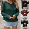 Women Knitting Sweater Hooded Raglan Long Sleeve Star Pattern Pullover Hoodie Front Pocket
