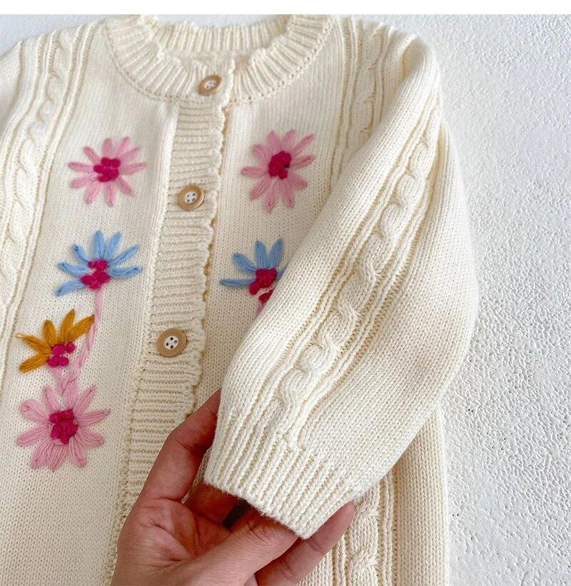 Детская хлопковая одежда, весенний вязаный детский комбинезон, милый комбинезон с цветочным принтом для девочек, винтажная вязаная одежда для новорожденных, комбинезон для новорожденных