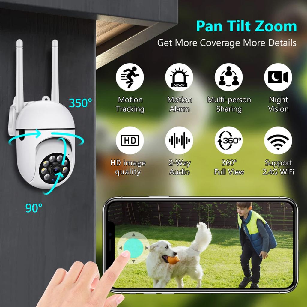 Smart Security Camera with APP Remote Control 1080p HD Home Camera with Night Vision Motion Detection Tilt 350° for Baby Pet Older