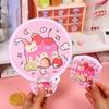 Cartoon Group Fan Round Pocket Fan Mini Portable Fan Folding Fan  for Beach