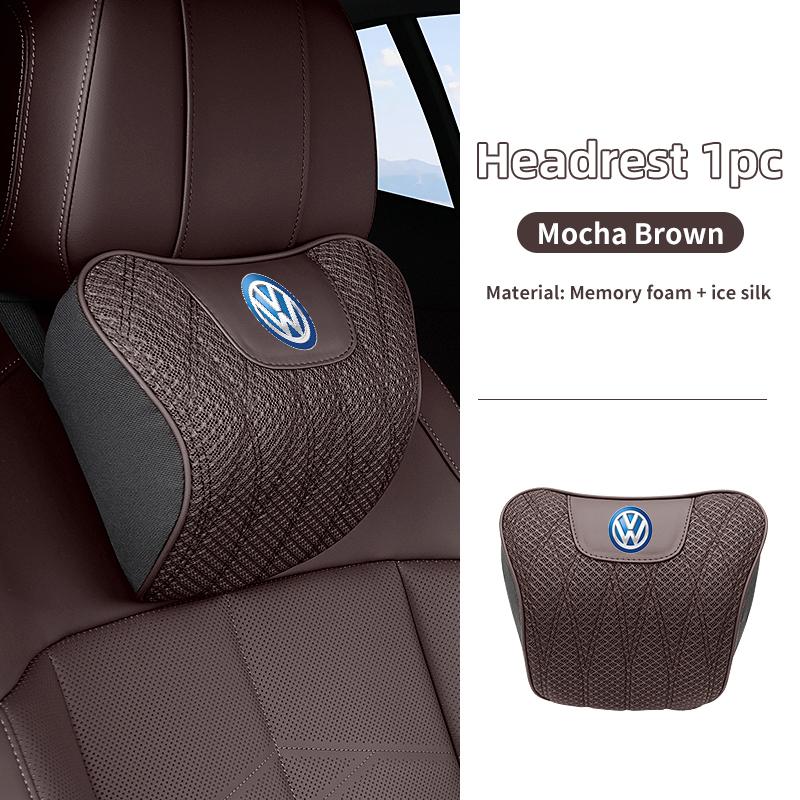 WET1 Car Headrest Lumbar Pillow Auto Neck Support Accessory For Volkswagen VW Scirocco Jetta Beetle Golf 4 5 6 Passat Polo B5