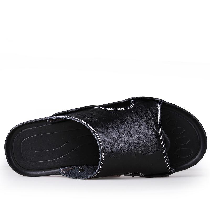 Мужские сандалии из натуральной кожи, летняя нескользящая мужская обувь, уличная дышащая пляжная обувь, мужские вьетнамки