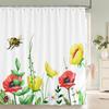 Green Eucalyptus Shower Curtain Waterproof Polyester Leaves Plant Floral Printed Bathroom Partition Decorative Curtain With Hook