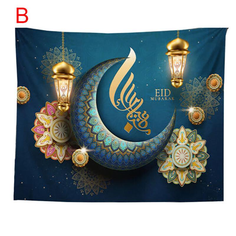 Ид Мубарак Декор Настенный Гобелен Луна Звезда Мусульманский Фестиваль Рамадан Декор Фон Баннер Декор