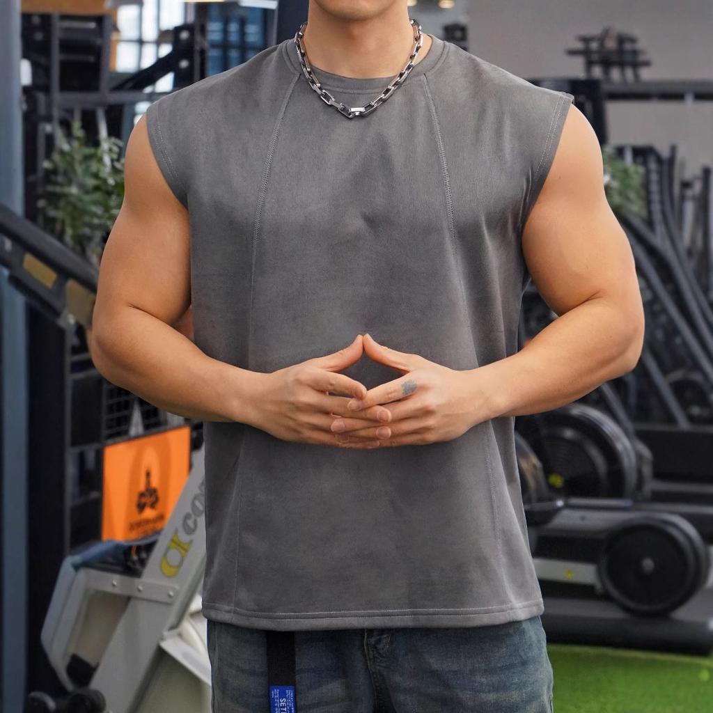 Летняя вязаная майка-борцовка в вертикальную полоску для фитнеса, спорта, отдыха, облегающая, без рукавов, с широкими плечами для мужчин