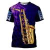 3D Print Saxophone Men Women T-shirts Summer Casual Short Sleeve Jazz Tshirts Streetwear O Neck Oversized Harajuku Y2k Kids Tops