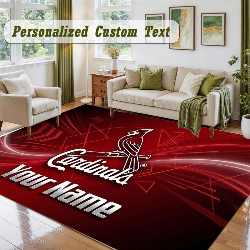 Crystal Velvet Square Rug Custom NameSt. Louis Cardinals Pattern Non Slip Home Floor Decor Rug