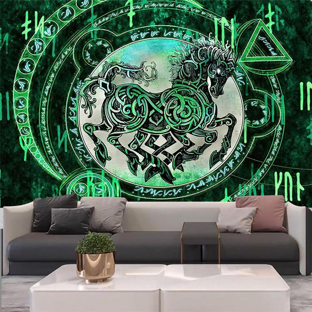 Настенный фоновый тканевый гобелен с вороной, медитация, психоделический рунный художественный настенный психоделический абстрактный гобелен