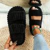 Corduroy Cross Strap Home Slippers Men Soft Warm Flat Slides Women Family Indoor Concise Plush Sandals for Four Seasons