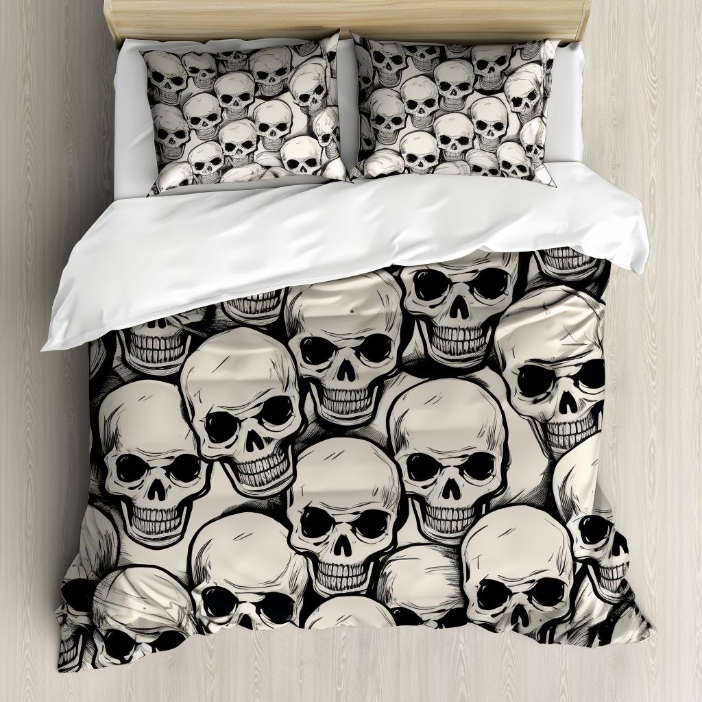 3D печать комплект постельного белья на Хэллоуин ужас череп пух пододеяльник наволочка 2/3 шт кость каркас покрывало домашний текстиль подарок