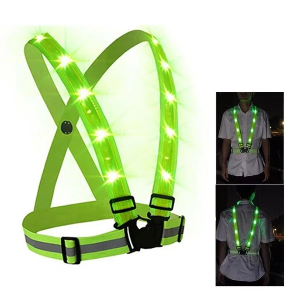 Polyester Reflective Running Vest Green Light Cycling Warning Vest LED Safety Vest Cycling Gear