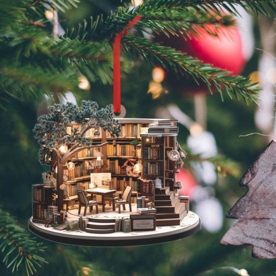 8 шт. Рождественский книжный магазин Украшение для рождественской елки 2D Плоский акриловый книжный магазин Декор