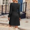 Women's Fashion Casual Solid Round Neck Pullover Loose Long Sleeve Dress