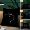 Black Cat Cute Pillow Case Plush Fabric Soft Pillowcase Double Sided Print Sofa Cushion Cover Throw