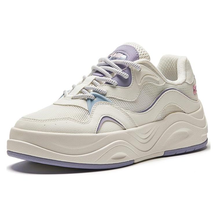 Anta Кроссовки женские с низким верхом и амортизацией из водорослей, износостойкие, легкие, увеличенной высоты, белые, фиолетовые 922428011-2