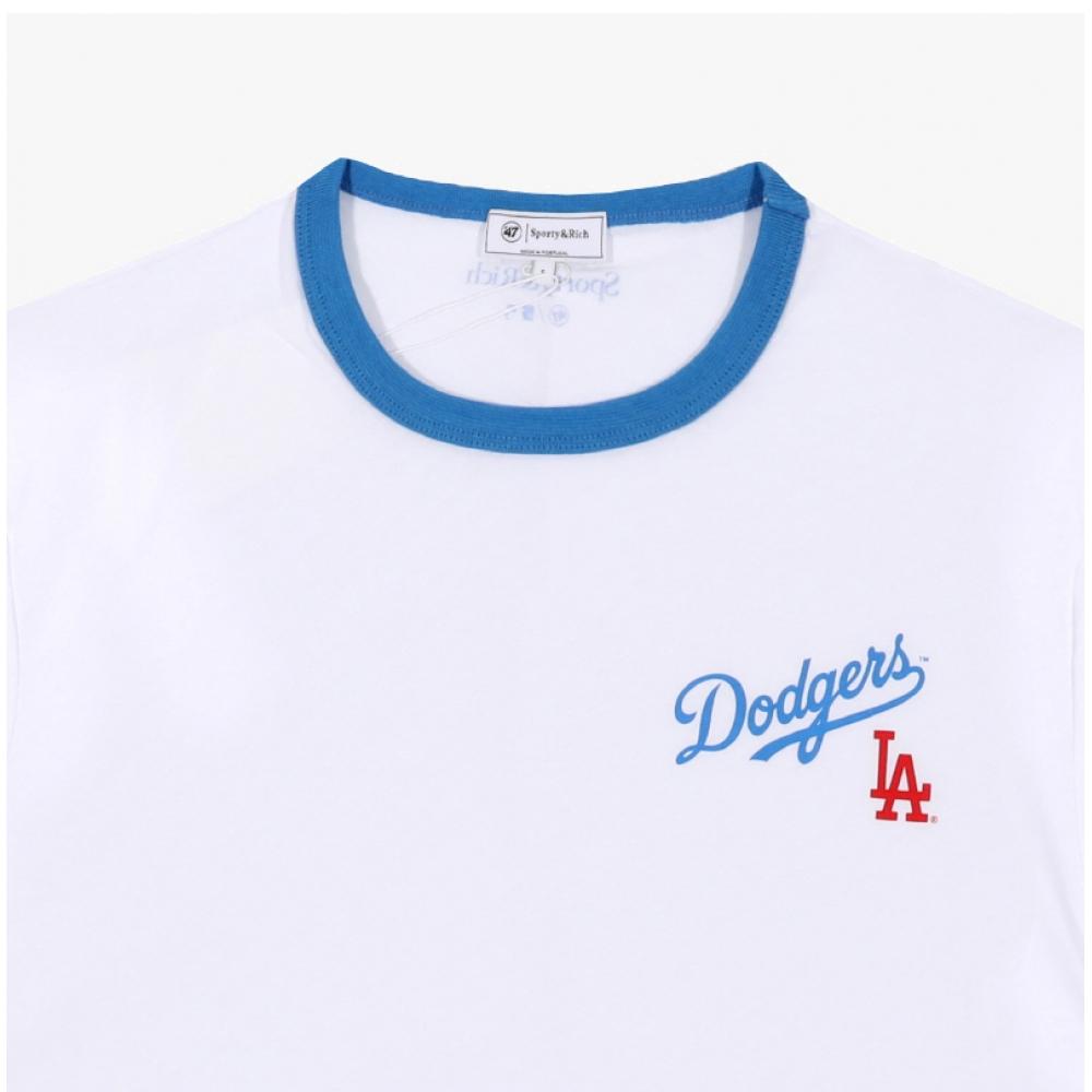 SporTy Rich DodgerS Serif Ringer Women S T ShirT Wh46