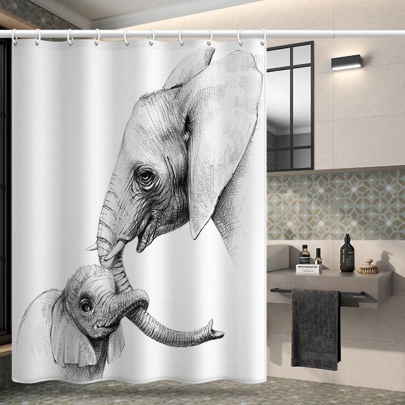 Bathroom Thickened Waterproof Curtain Mildew Proof Shower Curtain Shower Partition Curtain Shower Curtain Bathroom Curtain Free Perforation