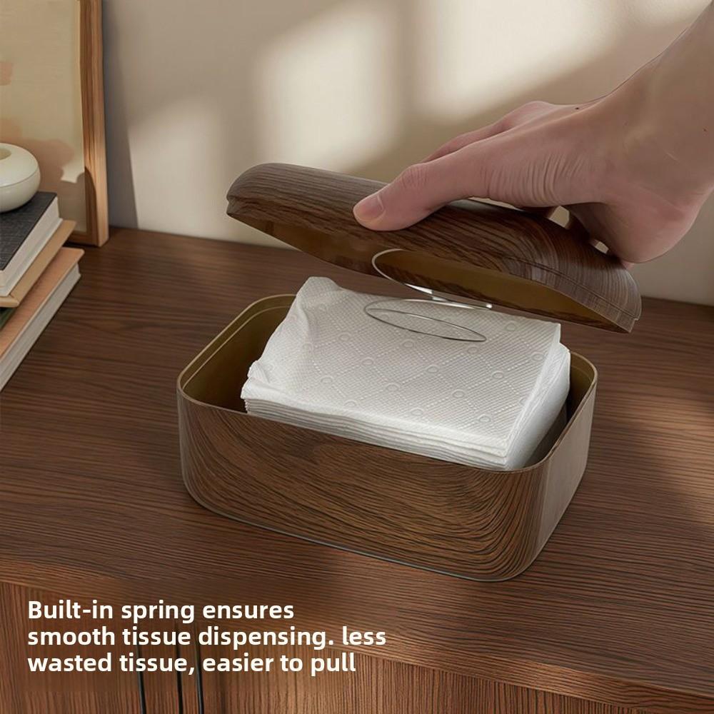 Ins Style Imitation Wood Grain Tissue Box Anti Slip Napkin Dispenser Coffee Table