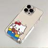 Космический чехол Hello Kitty с лицом призрака для Apple 14/13/16/17 Pro Max - Прозрачный, Защита от падений