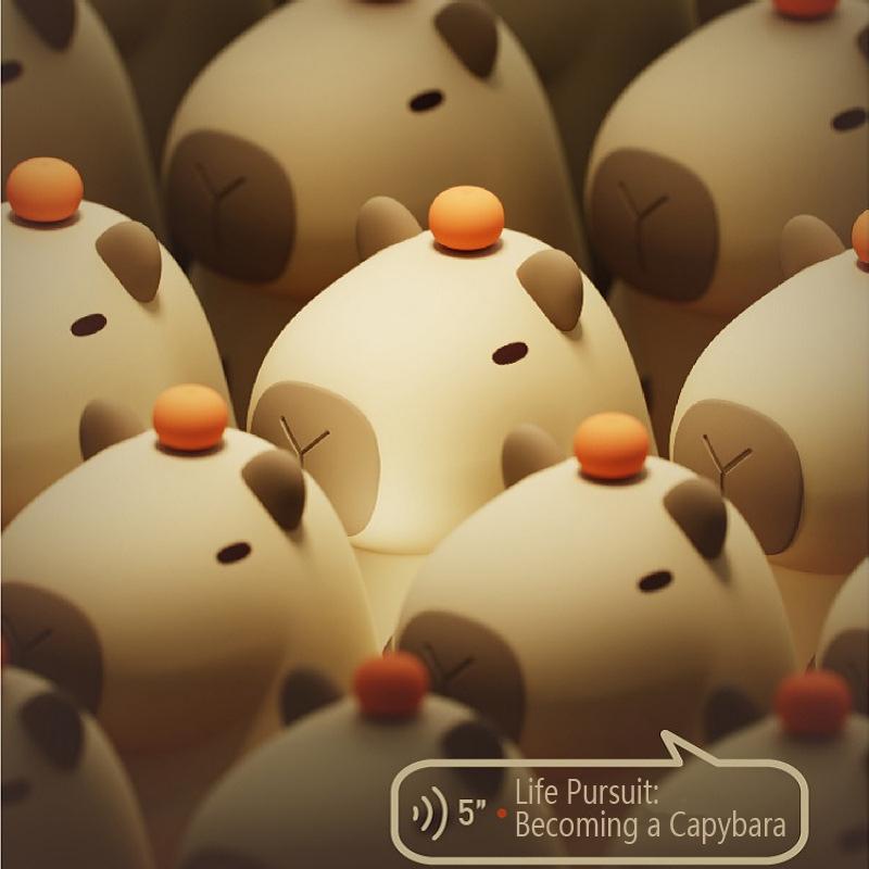 Новый детский ночник Capybara, силиконовый, безопасный, перезаряжаемый, светодиодный, подвесной светильник, небольшой подарок