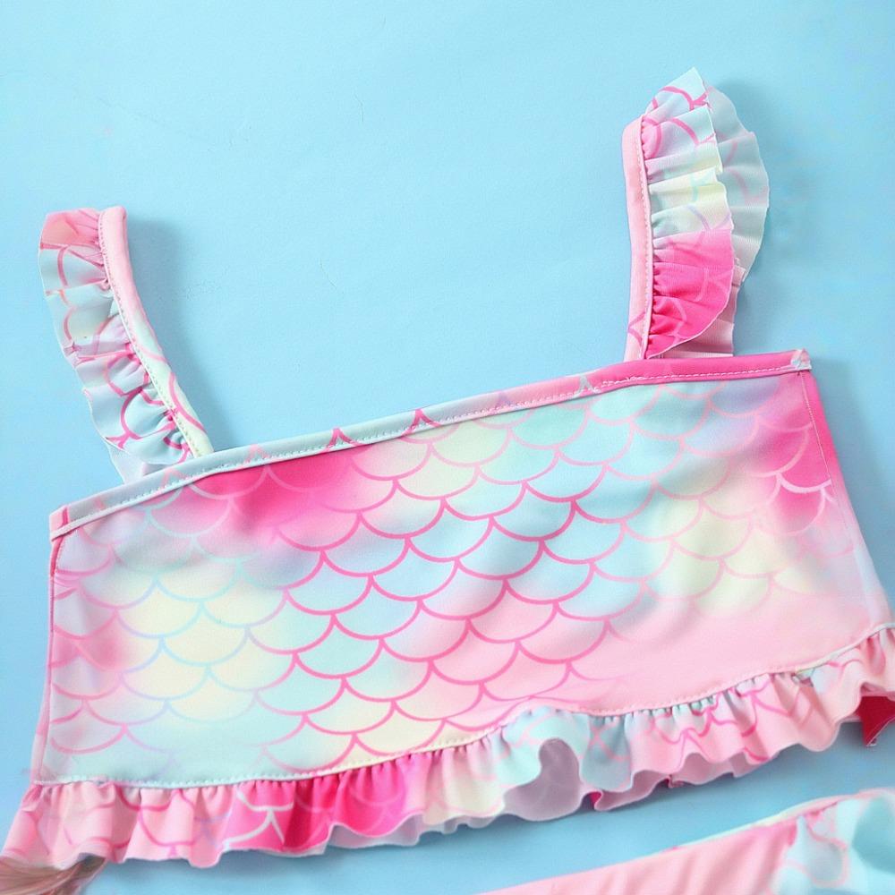 Купальник-русалка для девочек, 3 предмета, купальные костюмы, симпатичные, быстросохнущие, бикини, танкини, комплекты с накидками, пляжная юбка для 7-14 лет