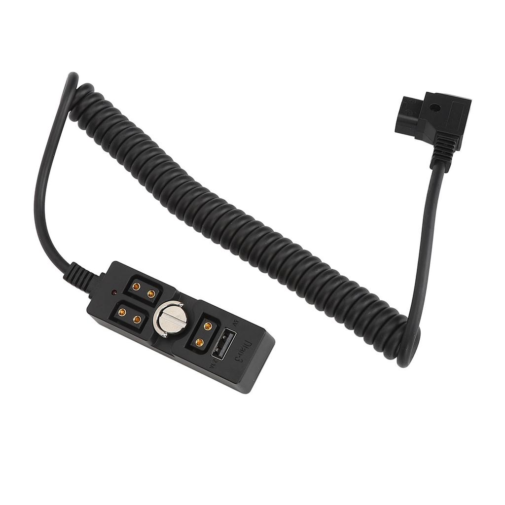 D Tap Male to 3 Port Female Splitter with 5V USB Indicator 1 4in Hand Screw Power Cable Connector for ARRI RED V Mount