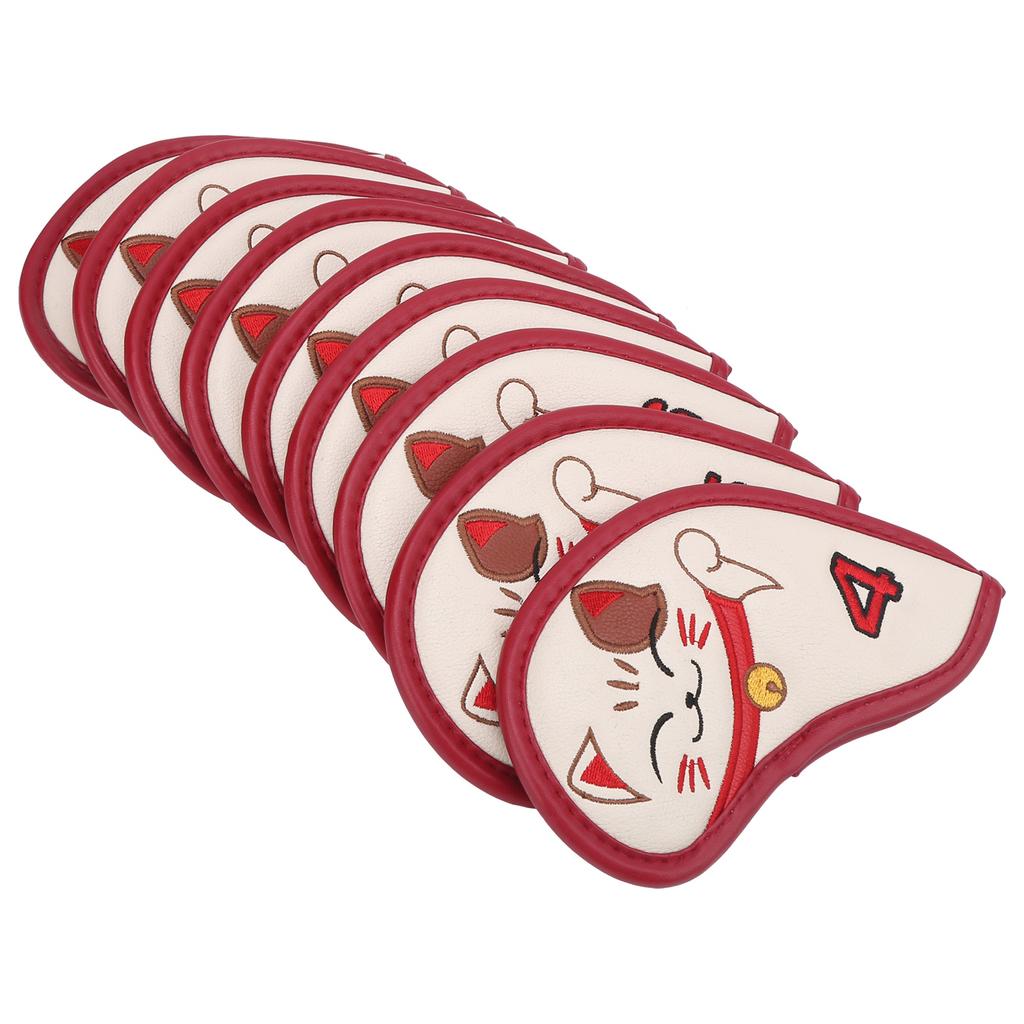 9 шт. Чехол для утюга для гольфа, прочный, из искусственной кожи, чехол для головы утюга для гольфа, вышитый кот Фортуна