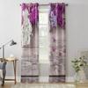 Lilac On Wooden Background Window Curtains For Living Room Luxury Bedroom Decor Drapes Kitchen Window Treatments Curtains