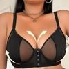 Front-clasp Push-up Bra Plus Size Ultra-thin Single-layer Sexy Semi-transparent Seductive Deep V Mesh Revealing Underwear