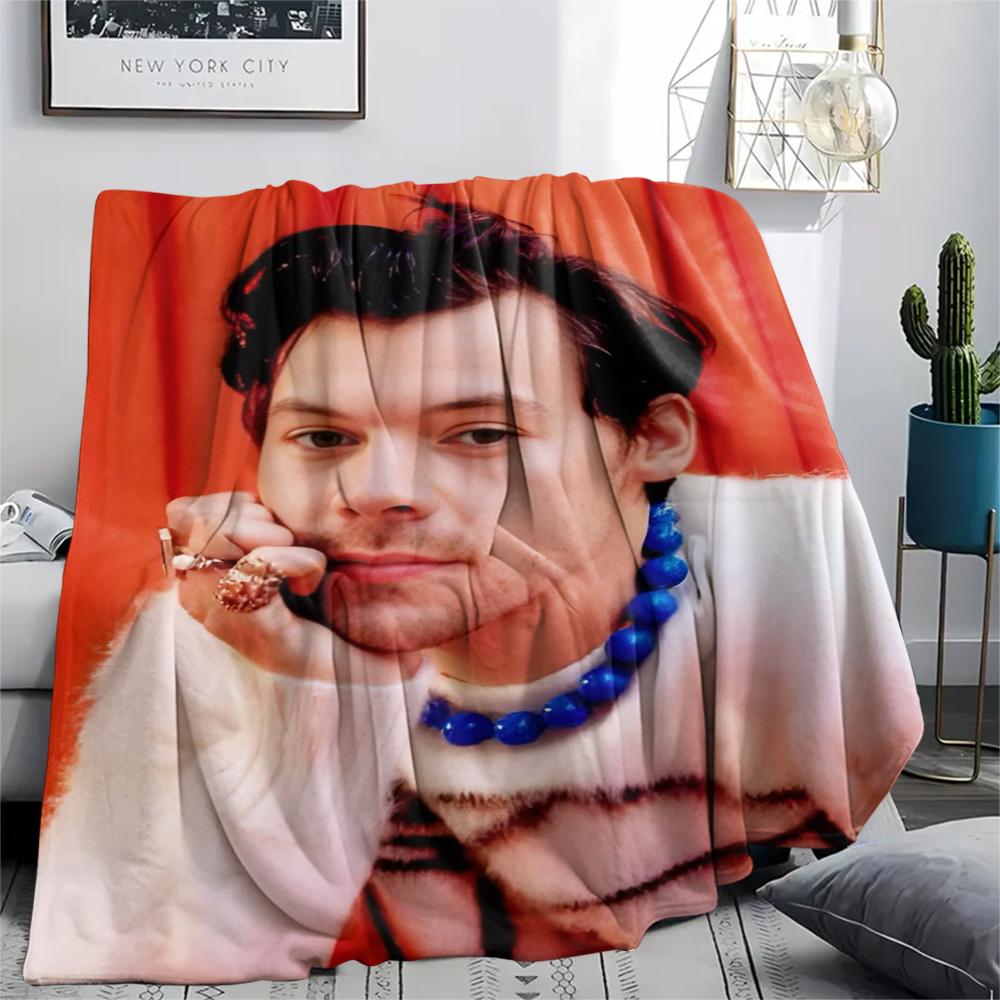 1PC Harry Styles Print Flannel Blanket, High quality Comfortable for All Seasons, Home Decor, Warmth and Comfort, Perfect for Christmas Gifts