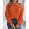 Fashion Women Long Sleeve Pullover Sweater 2023 Autumn Winter Off Shoulder Loose Hollow Knitted Sweaters Casual Jumpers Tops 29381