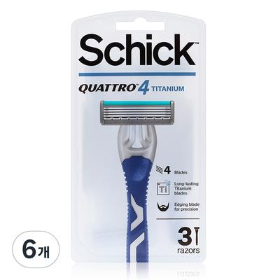 Портативная бритва Schick Quatro 4 Titanium, 3 упаковки, 6 предметов, корейские лезвия