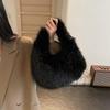 Autumn and Winter Plush Shoulder Handbag Crescent Bag Fashionable Armpit Bag Cute Ladies Wallet