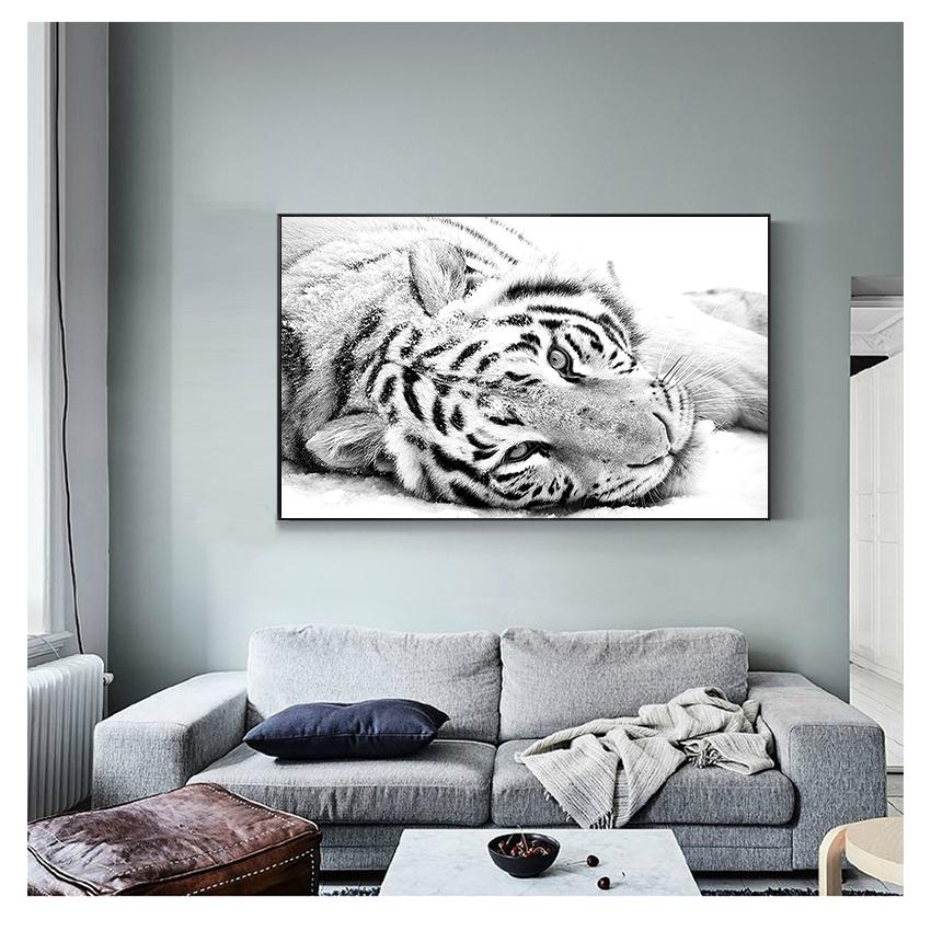 Картина на холсте и принтом, настенная живопись в скандинавском стиле, современное украшение для дома, гостиной, постер с изображением Белоснежного тигра и животного