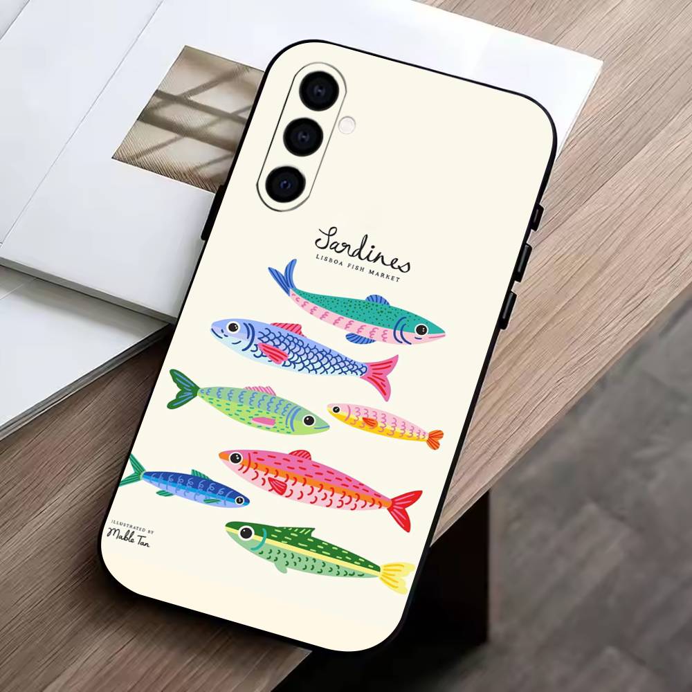 Чехол для телефона "Сардина" Черный Силиконовый Мягкий Для Samsung Galaxy A73,A72,A71,A70,A53,A52,A51