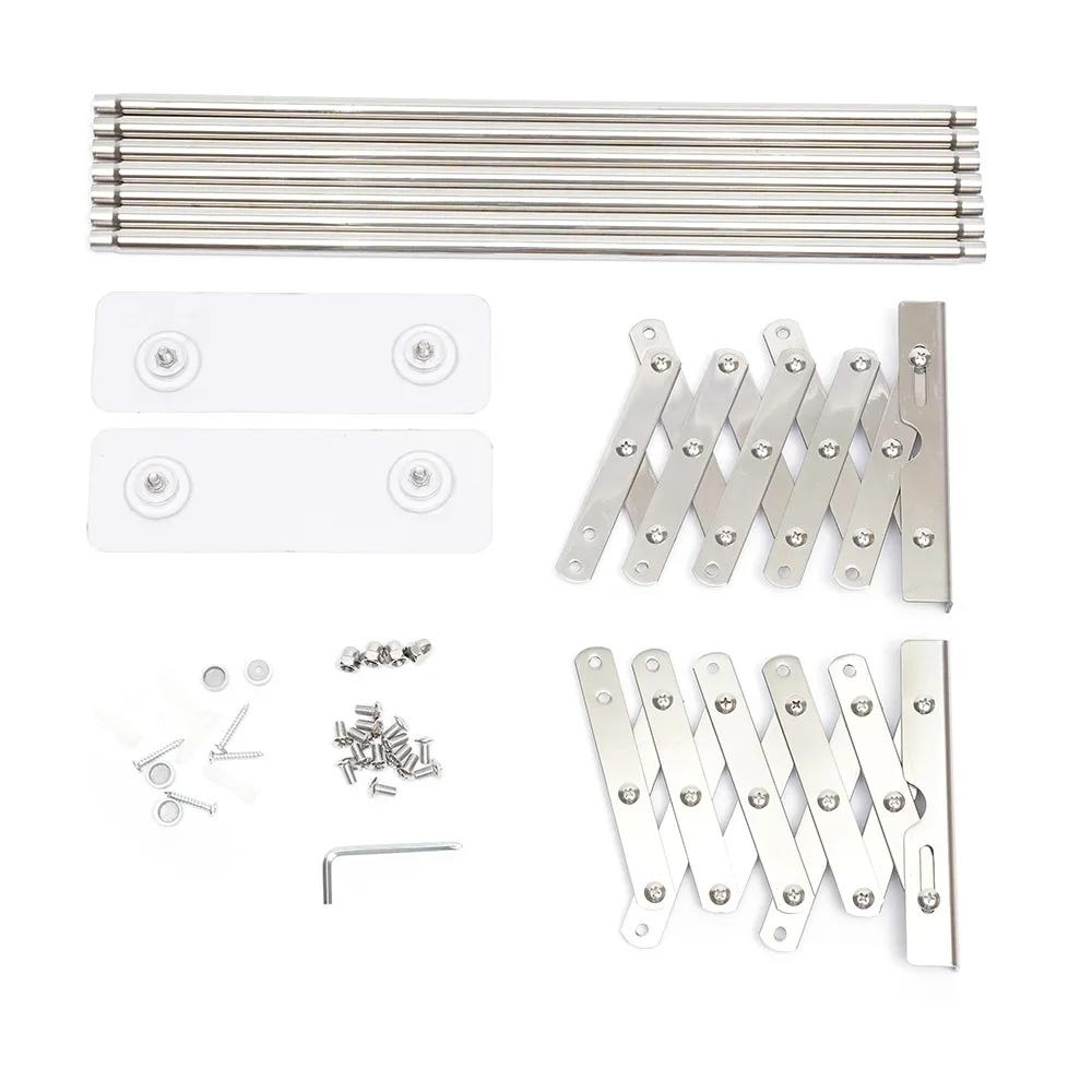 Сушилка для полотенец из серебра, свободно выдвижная складная сушилка, водонепроницаемая и устойчивая к ржавчине вешалка, простая в установке