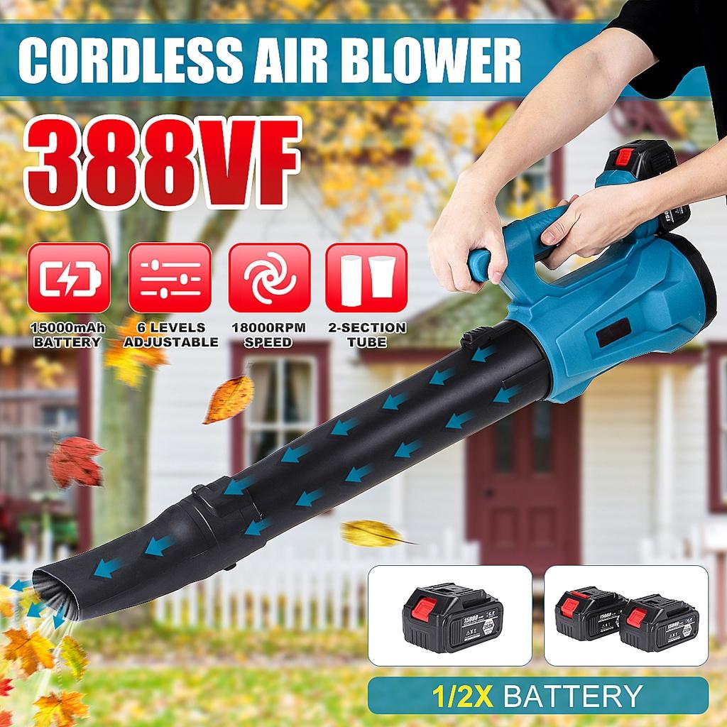 6 Speeds 388VF Cordless Electric Air Blower Handheld Leaf Blower Dust Collector Sweeper Garden Tools Compatible 18V Battery