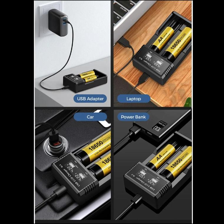 Универсальное зарядное устройство со светодиодным индикаторным кабелем 3,7 В, умное быстро перезаряжаемое литиевое зарядное устройство для 18650 26650 14500