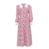 Boho Maxi Dresses for Women Ruched Flowy Polka Floral Dress Long Slim Fit A-Line Sundress Women's Casual Long Lantern Sleeves Hem Split Shirts Dress