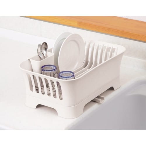 Pearl Metal Dish Drainer Basket with Draining Tray, Made In Japan, Plastic, Blanc Kitchen, HB-3664, White, Approx. 24cm W X 36.5cm D X 15cm H (excludi