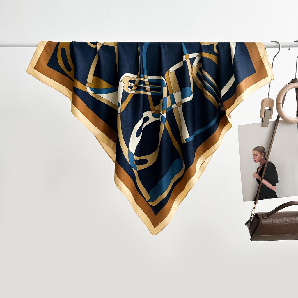 New 91cm large square scarf simulation silk elegant high-end decorative shawl women's silk scarf fashionable versatile professional scarf