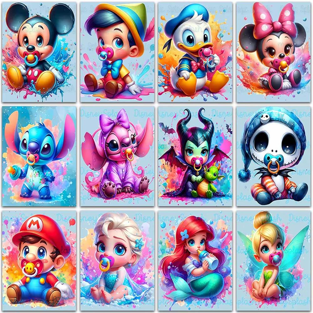 Disney Наборы для алмазной вышивки Микки Микки Маус, милые Лило и Стич, Супер Марио, Декор для дома, Полная квадратная и круглая мозаика, Вышивка крестом