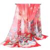 Sunscreen Long Wrap Shawl Butterfly Print Beach Gauze Scarf Elegant Shawl Silk  for Women