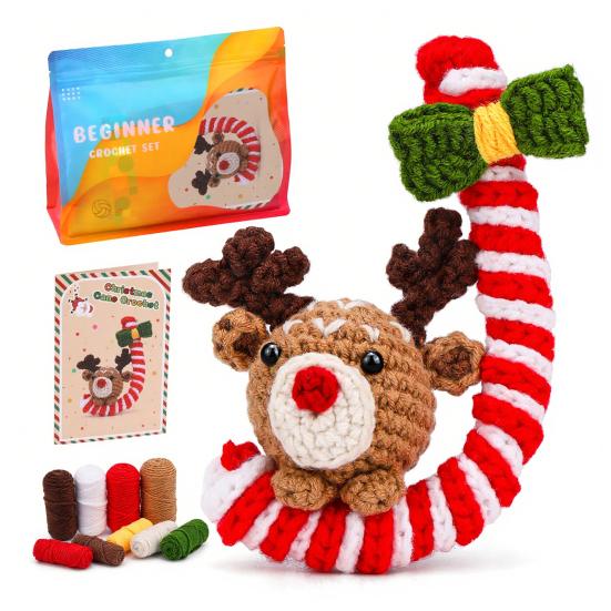 Рождественский набор для вязания крючком для начинающих, сумка с материалами для DIY, с крючками и пряжей