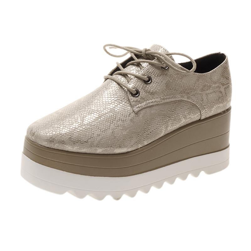 Мокасины из искусственной кожи со змеиным узором, женские, на толстой платформе, со шнуровкой, броги, женские, больших размеров, нескользящие, на толстой подошве, оксфордские туфли