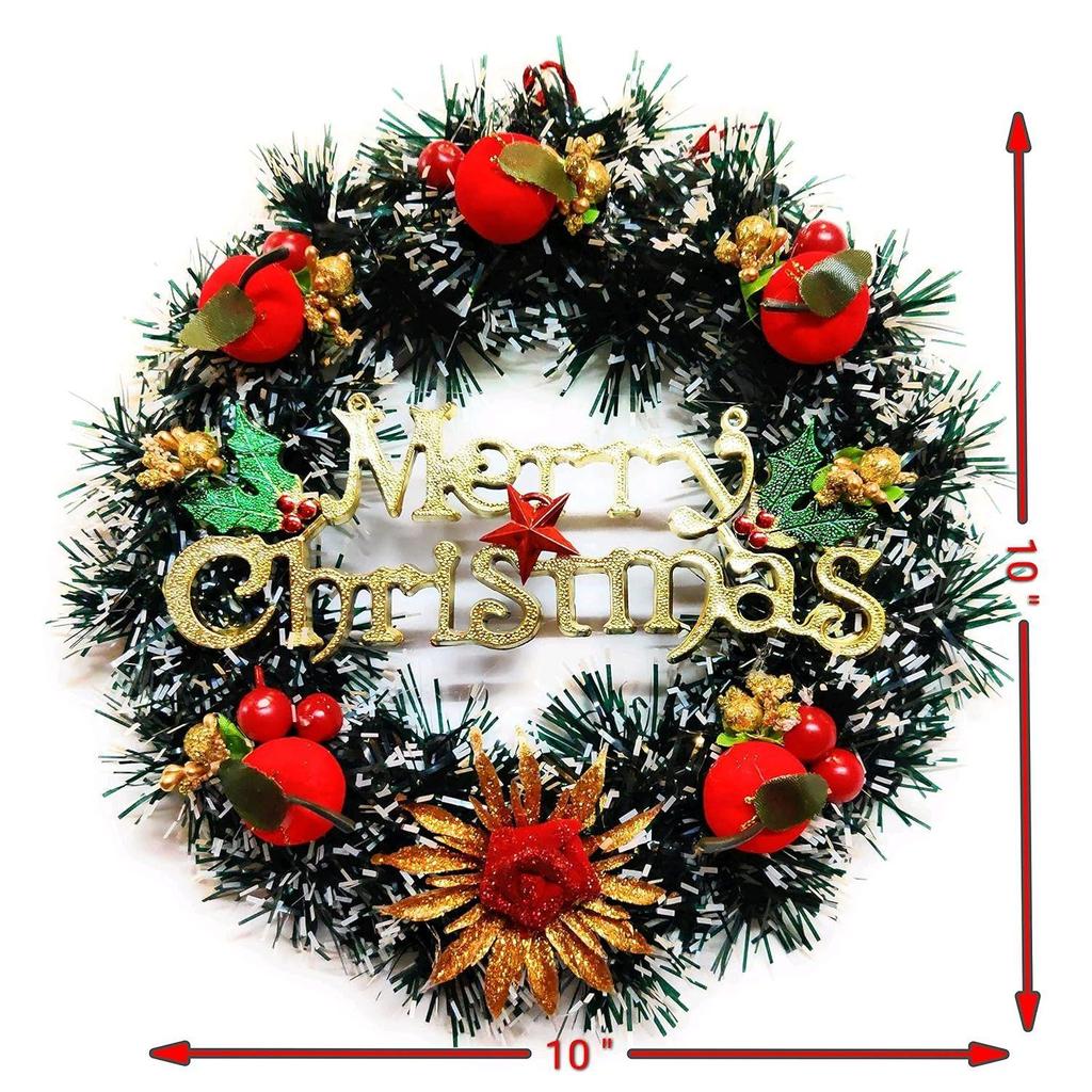 Christmas Wreath/Wall Hanging/Decoration for Xmas Party/Christmas Decorations for Home/Gifts/Wreath - (Black Pine, Diameter 10Inch)