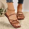2024 Hot Sale Shoes for Women Outdoor Women's Slippers Summer Daily Slippers Women Narrow Band Square Toe Flat Plus Size Sandals