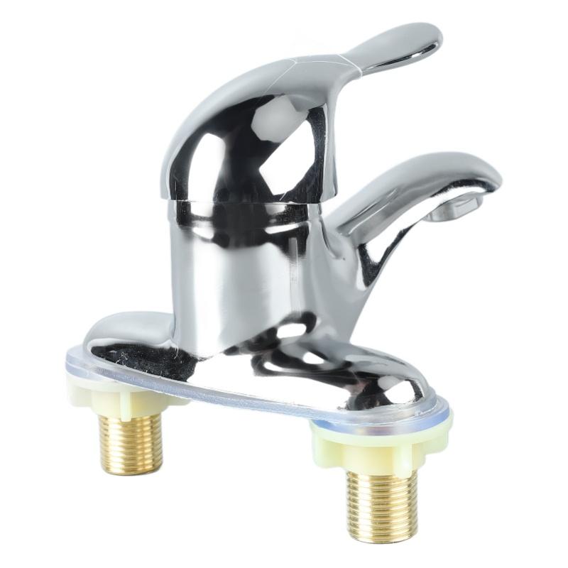 Bathroom Sink Faucet Zinc Alloy 2 Hole Single Handle Hot And Cold Water Mixer Tap For Home Hotel